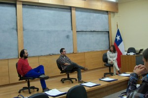 los académicos IMA PUCV Ricardo Menares, Elizabeth Montoya, e Ignacio Muga, quienes, respectivamente, presentaron sus líneas de investigación 